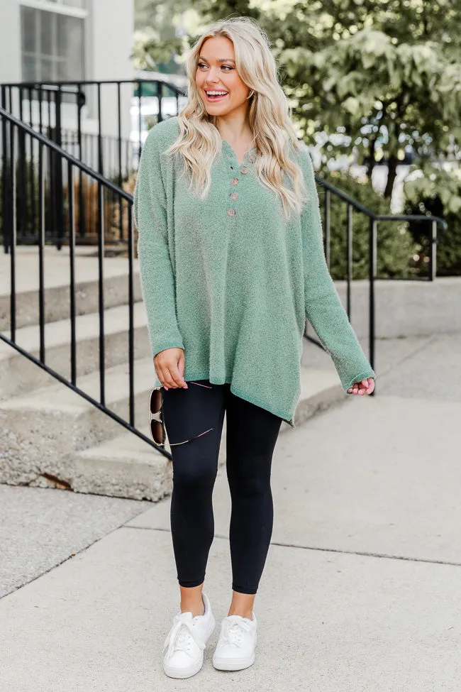 Thinking Of You Olive Fuzzy Henley Blouse sold by Pink Lily product image thumbnail 4