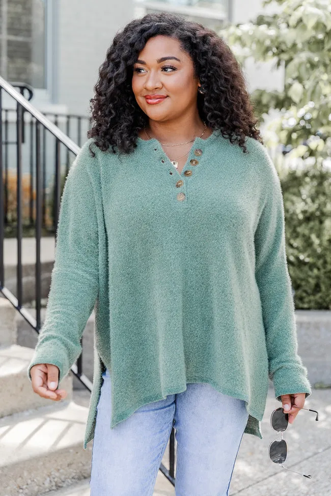 Thinking Of You Olive Fuzzy Henley Blouse sold by Pink Lily product image thumbnail 5