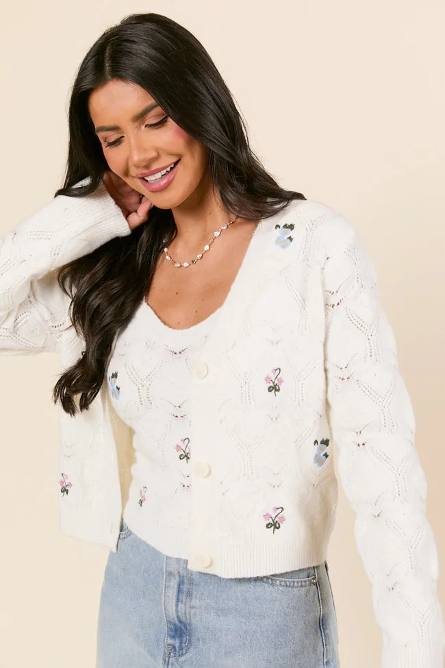 Kaitlyn Flower Embroidered Cardigan sold by Pink Lily