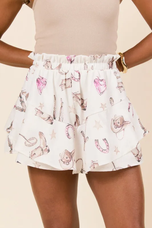 Sawyer Western Print Shorts sold by Pink Lily