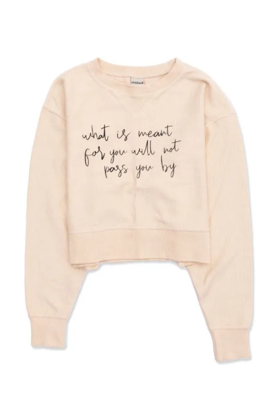 Holley X Pink Lily Cream Cropped Corded Graphic Sweatshirt sold by Pink Lily