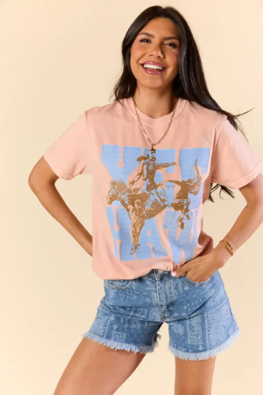 Yee Haw Cowboy Orange Graphic Tee sold by Pink Lily