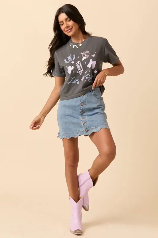Let's Rodeo Icons Dark Grey Boxy Graphic Tee sold by Pink Lily