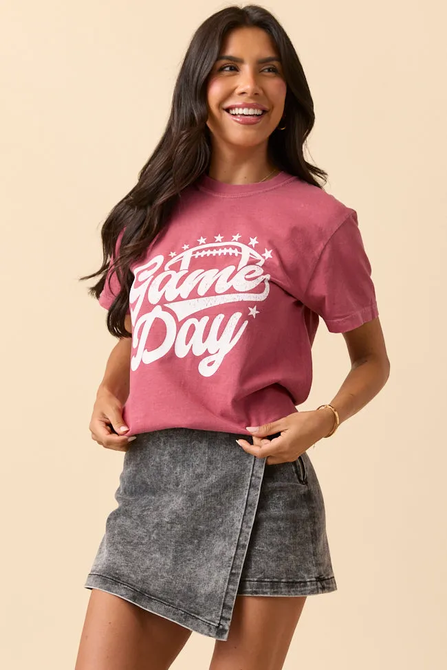 Game Day Script Crimson Graphic Tee sold by Pink Lily