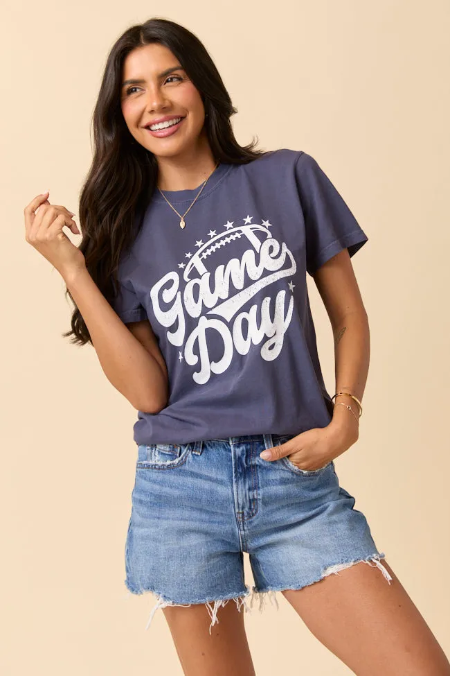 Game Day Script Navy Graphic Tee sold by Pink Lily