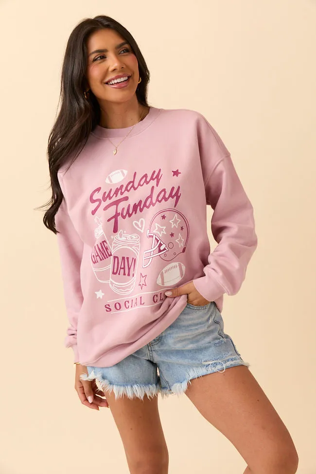 Sunday Funday Mauve Graphic Sweatshirt sold by Pink Lily