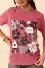 Floral Football Icon Print Crimson Graphic Tee sold by Pink Lily