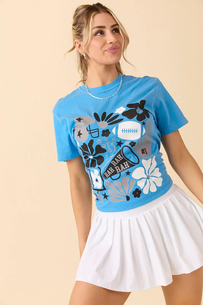Floral Football Icon Print Blue Graphic Tee sold by Pink Lily