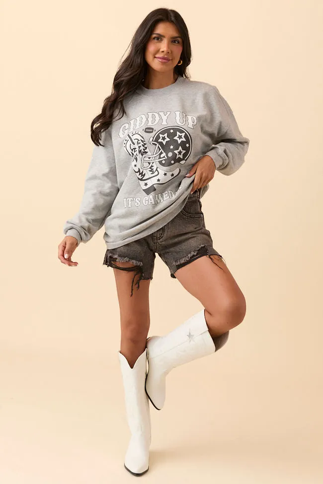 Giddy Up It's Gameday Light Grey Graphic Sweatshirt sold by Pink Lily product image thumbnail 4