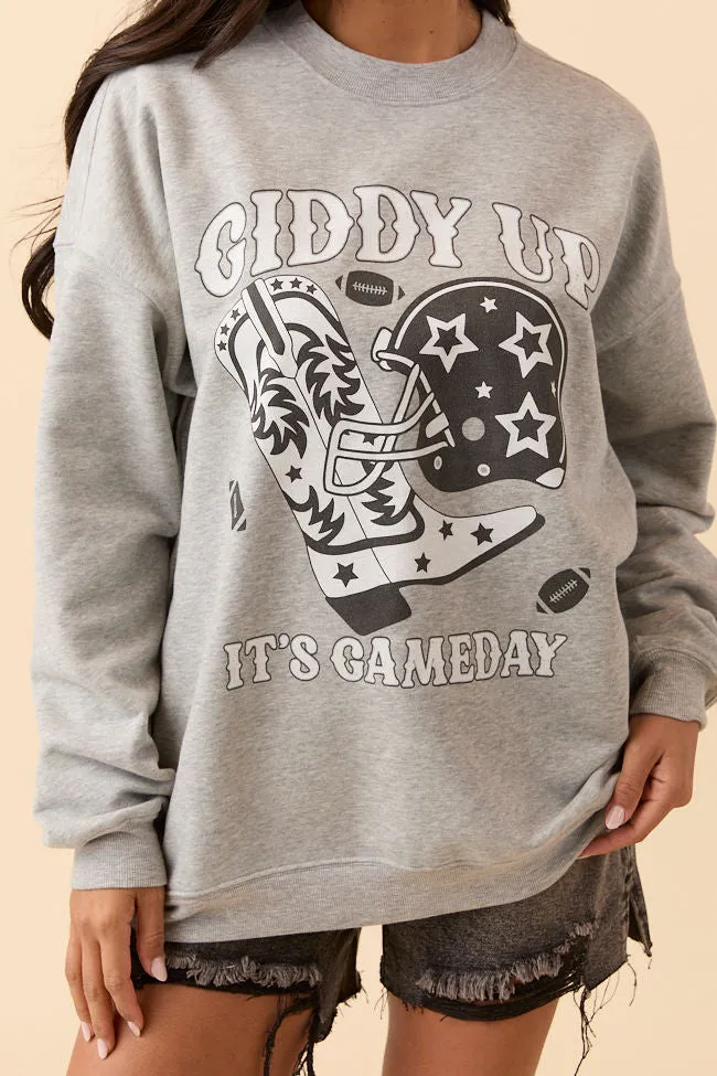 Giddy Up It's Gameday Light Grey Graphic Sweatshirt sold by Pink Lily product image thumbnail 2
