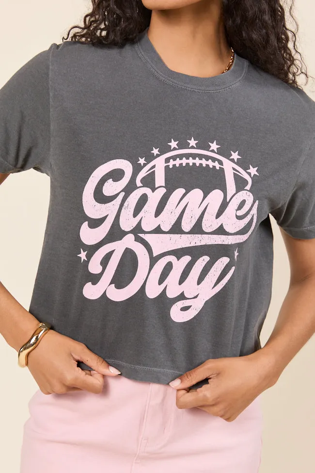 Game Day Script Dark Grey Boxy Graphic Tee sold by Pink Lily product image thumbnail 2