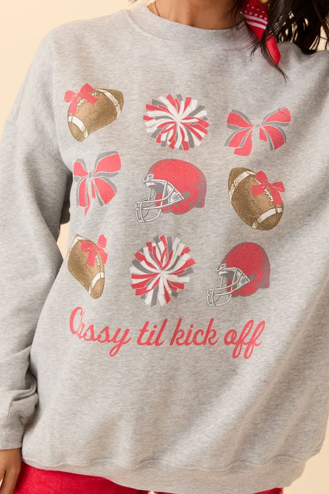 Football Icon Scarlet Light Grey Graphic Sweatshirt sold by Pink Lily product image thumbnail 2