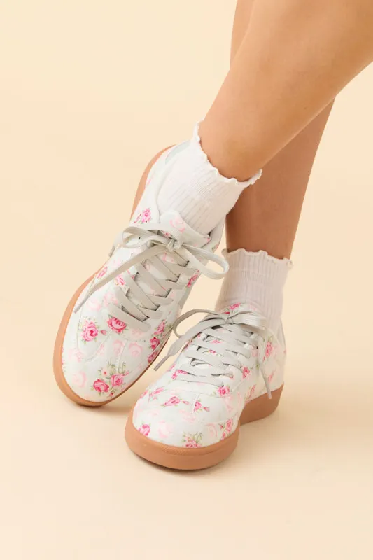 Tiffany White Floral Sneakers sold by Pink Lily