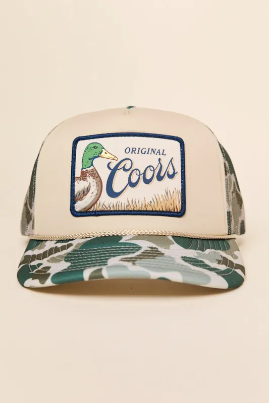 Mallard Coors Camo Trucker Hat sold by Pink Lily
