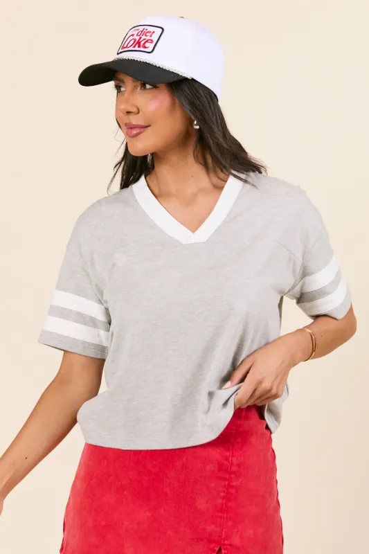 Benson Short Sleeve Heather Grey Varsity Tee SALE SALE sold by Pink Lily