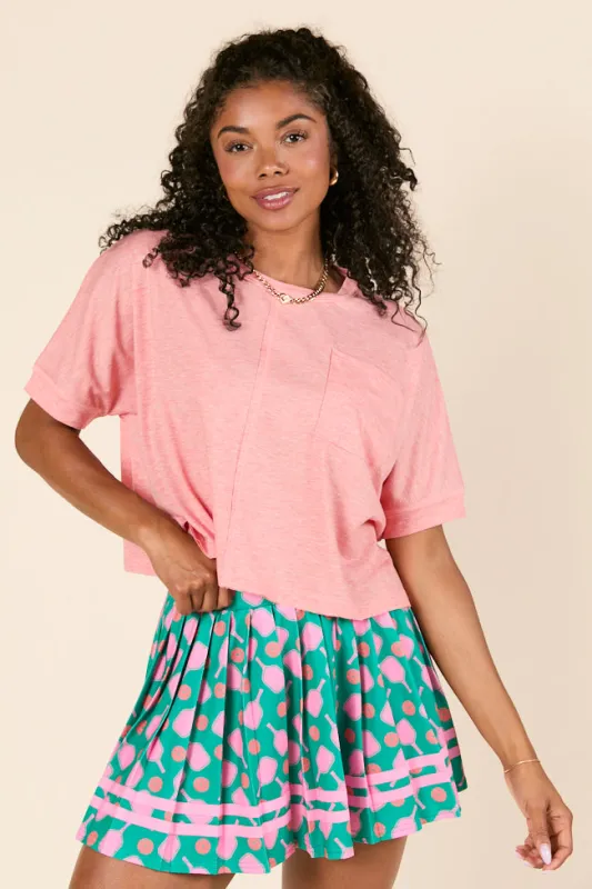 Darcy Short Sleeve Crop Coral Tee SALE sold by Pink Lily