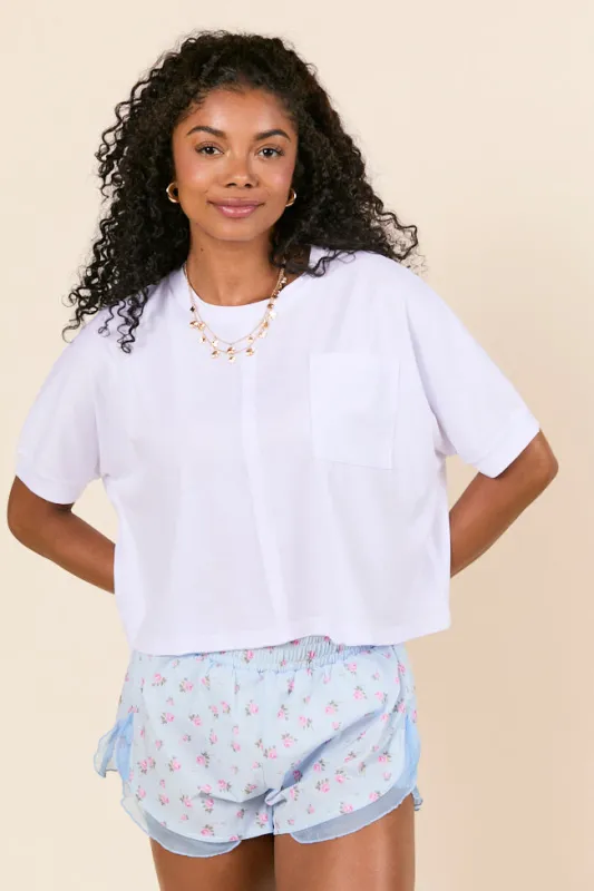 Darcy Short Sleeve Crop White Tee SALE sold by Pink Lily