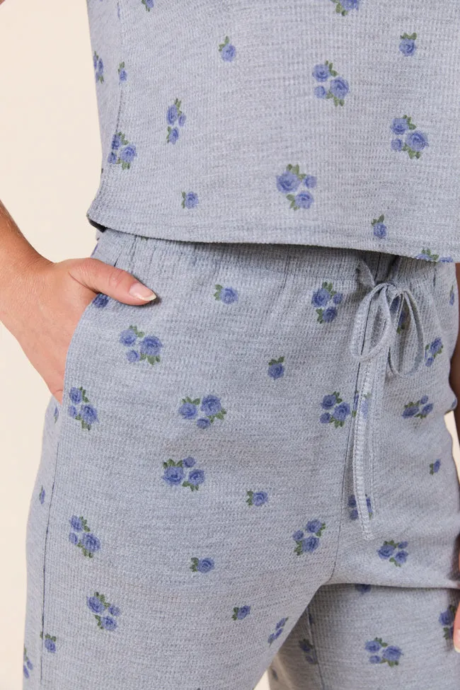Lainey Waffle Knit Blue Floral Pajama Pants SALE sold by Pink Lily product image thumbnail 3