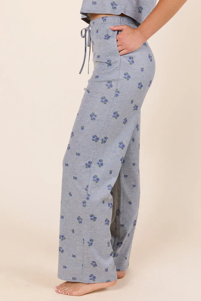Lainey Waffle Knit Blue Floral Pajama Pants SALE sold by Pink Lily product image thumbnail 4