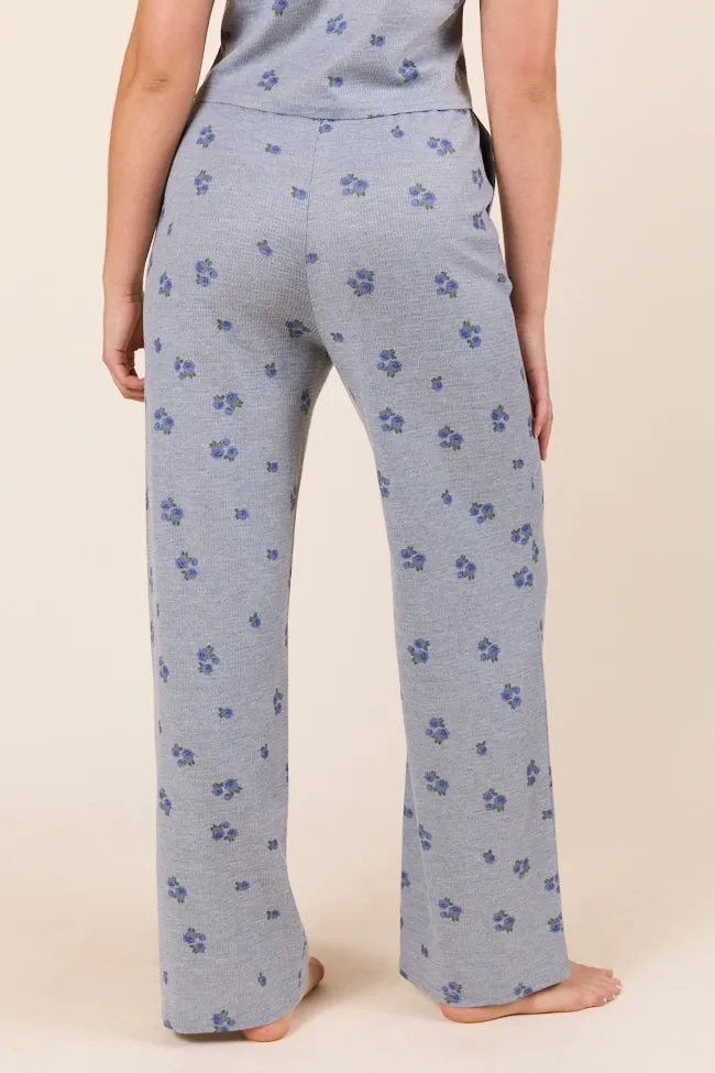 Lainey Waffle Knit Blue Floral Pajama Pants SALE sold by Pink Lily product image thumbnail 5