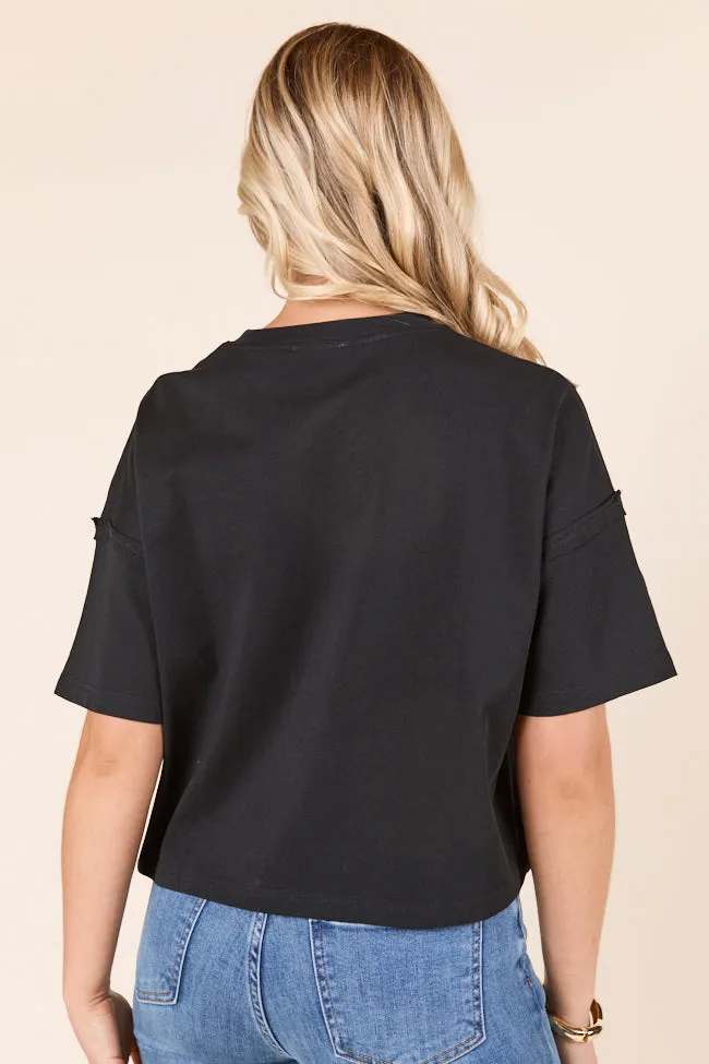 Sally Black Stars Cropped Knit Short Sleeve Top FINAL SALE sold by Pink Lily product image thumbnail 5