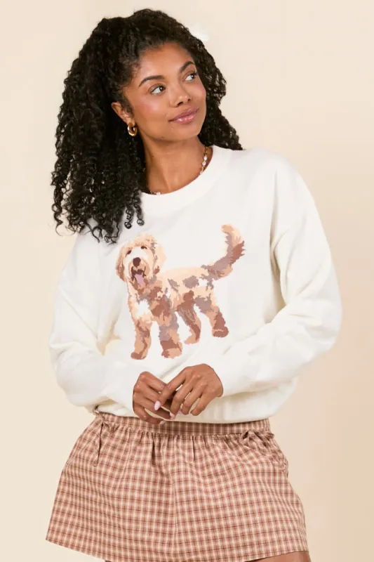 Remi Cream Labradoodle Sweater sold by Pink Lily