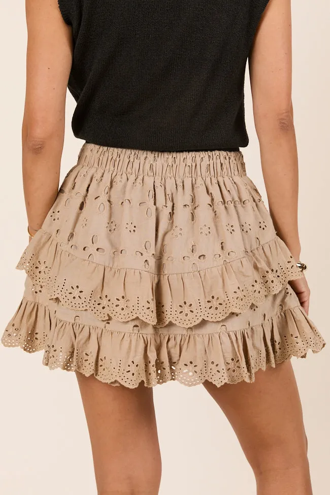 Marianne Khaki Eyelet Ruffle Skort sold by Pink Lily product image thumbnail 5