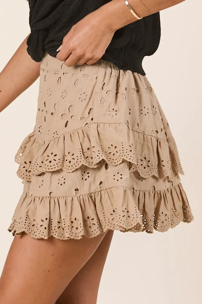 Marianne Khaki Eyelet Ruffle Skort sold by Pink Lily product image thumbnail 4