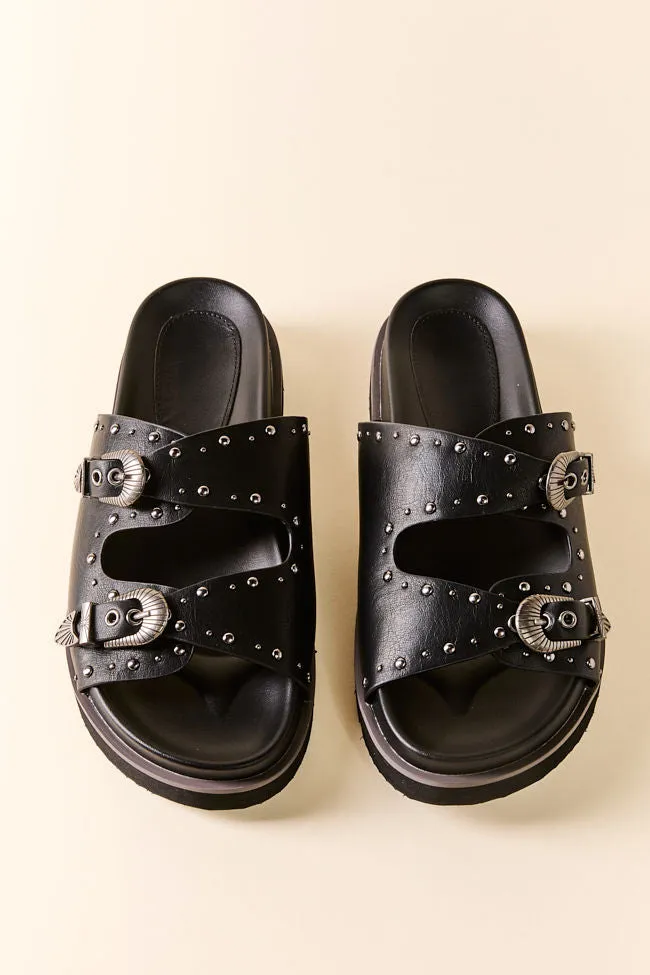 Effie Black Buckle Slide Sandals FINAL SALE sold by Pink Lily