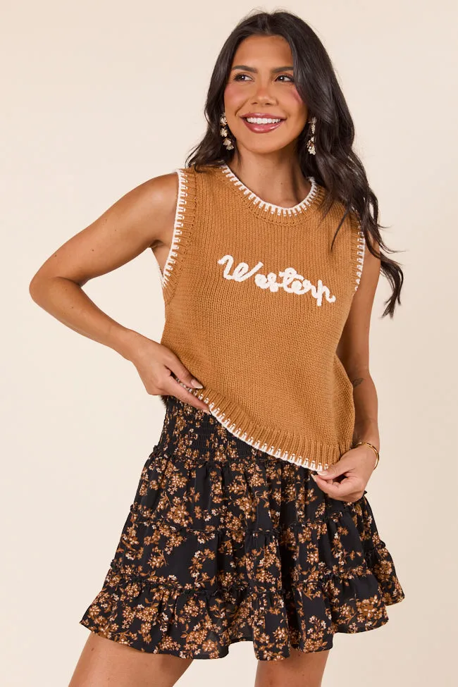 Selah Sleeveless Brown Western Sweater Vest FINAL SALE sold by Pink Lily product image thumbnail 2
