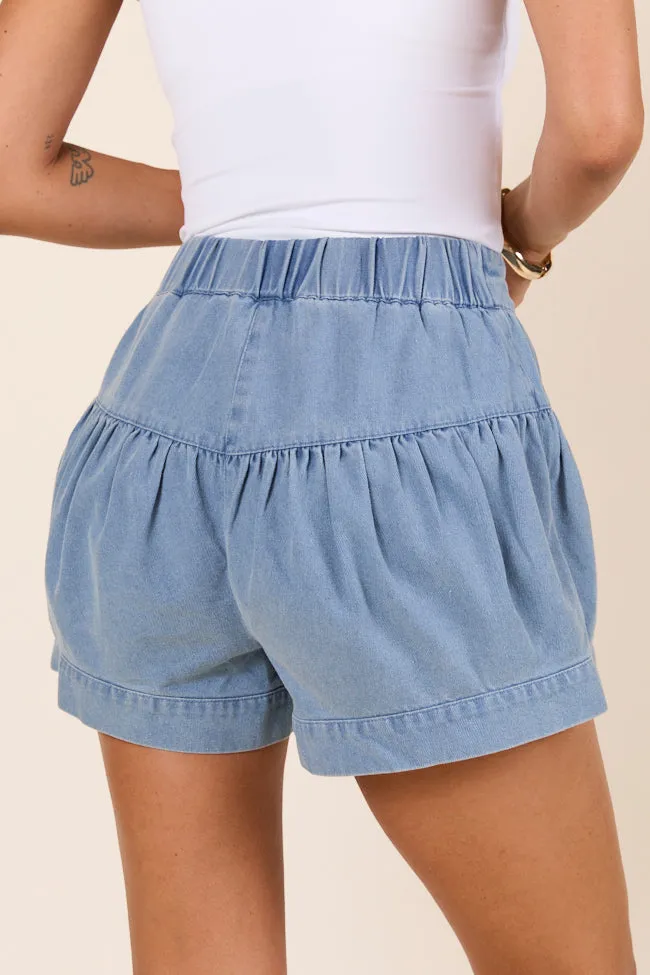 Amelia Tiered Medium Blue Denim Shorts FINAL SALE sold by Pink Lily product image thumbnail 5