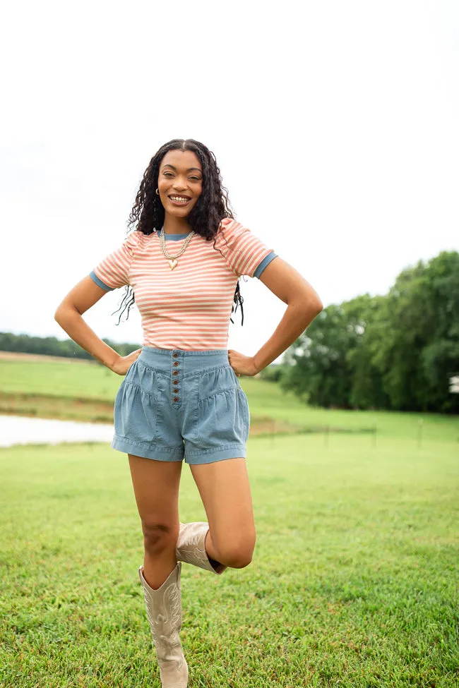 Amelia Tiered Medium Blue Denim Shorts FINAL SALE sold by Pink Lily product image thumbnail 2