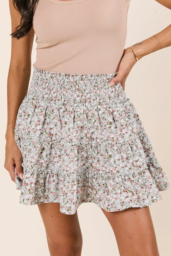 Through the Garden Sage White Floral Skort SALE sold by Pink Lily