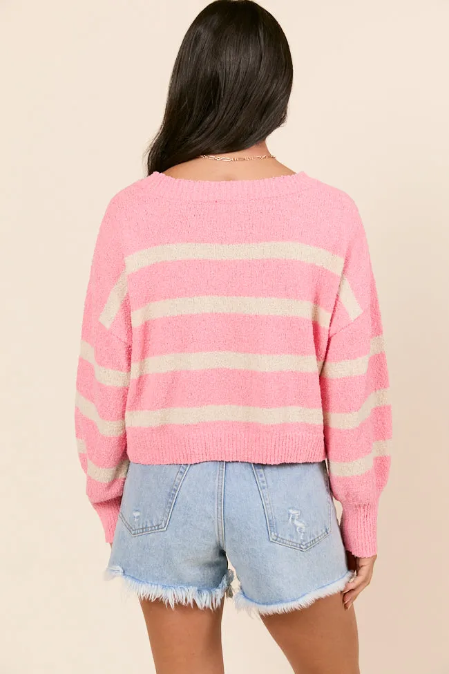 Rosey Long Sleeve Pink Striped Crewneck Sweater sold by Pink Lily product image thumbnail 5