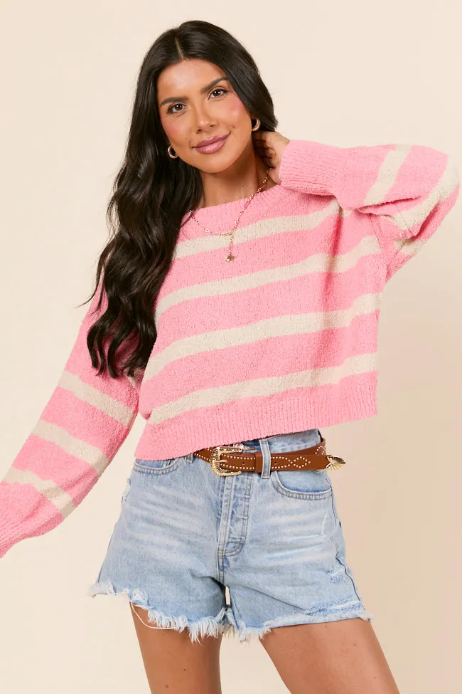 Rosey Long Sleeve Pink Striped Crewneck Sweater sold by Pink Lily product image thumbnail 3