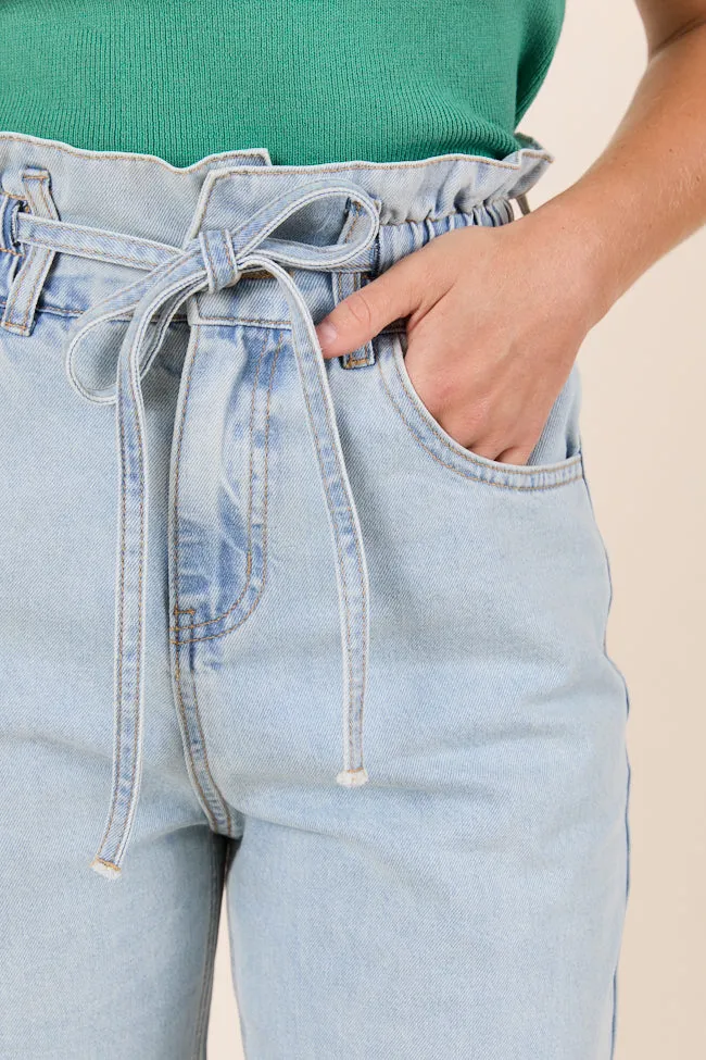 Gracie Light Wash Tie Waist Jeans FINAL SALE sold by Pink Lily product image thumbnail 3