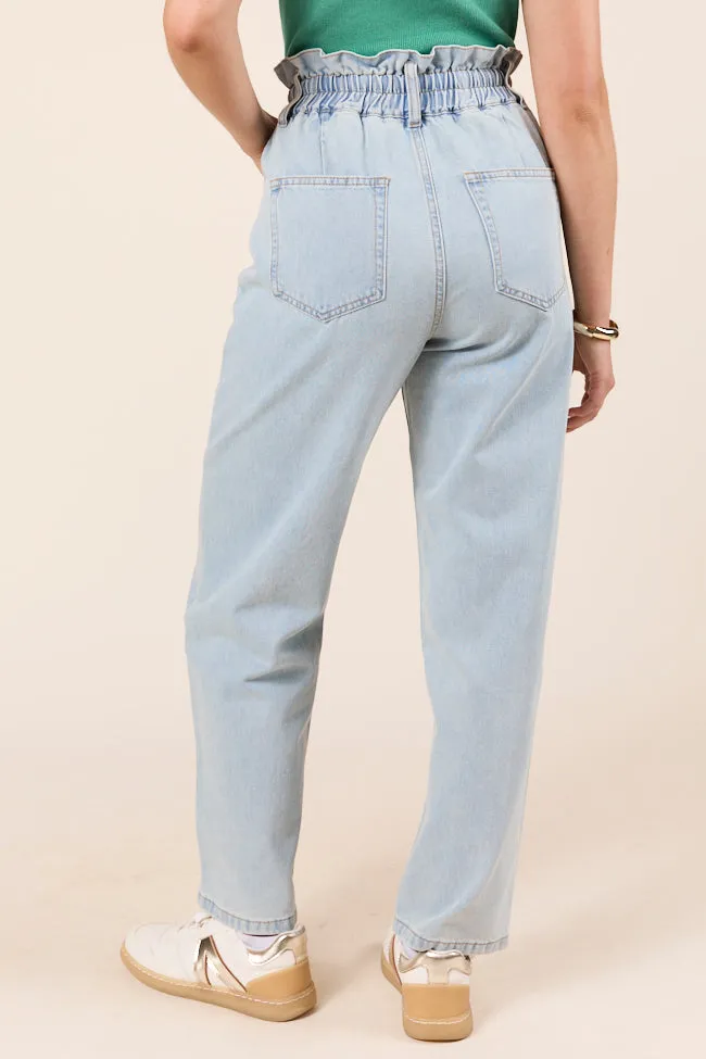 Gracie Light Wash Tie Waist Jeans FINAL SALE sold by Pink Lily product image thumbnail 5