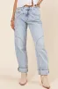 River Medium Light Denim Barrel Leg Jeans sold by Pink Lily