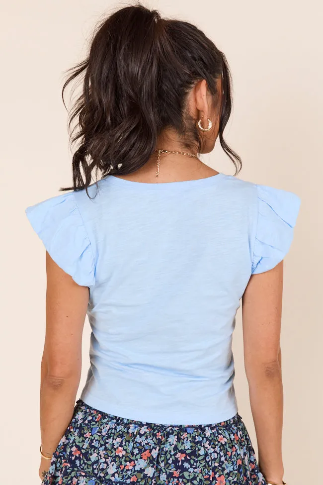 Opal Short Flutter Sleeve Powder Blue Tee FINAL SALE sold by Pink Lily product image thumbnail 5