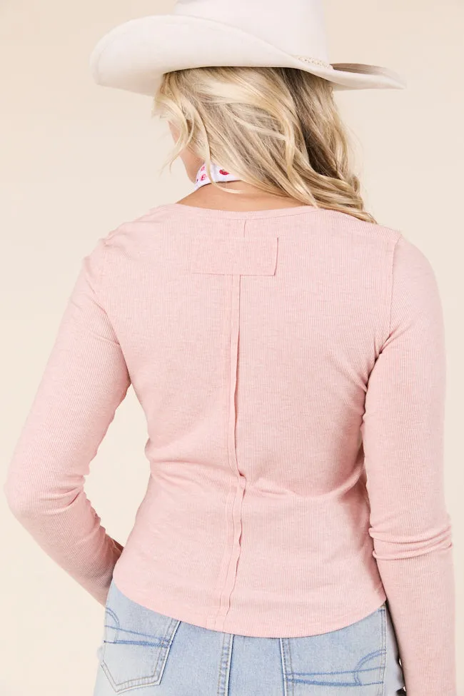 Suanna Long Sleeve Pink Ribbed Knit Tee sold by Pink Lily product image thumbnail 4