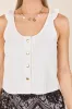 Gretta White Button Up Knit Tank SALE sold by Pink Lily