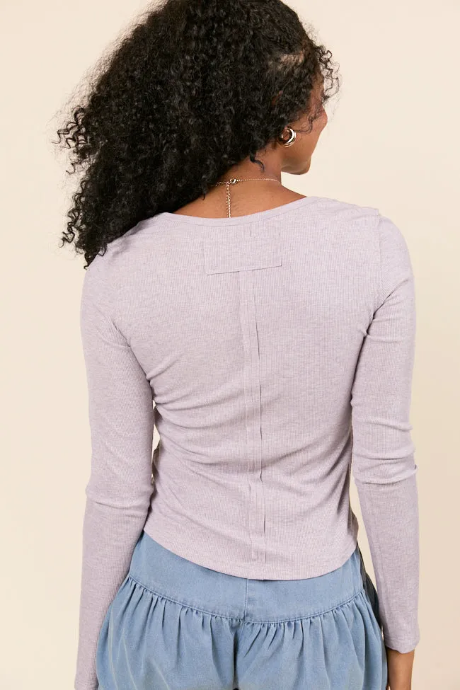 Suanna Long Sleeve Lavender Ribbed Knit Tee FINAL SALE sold by Pink Lily product image thumbnail 4