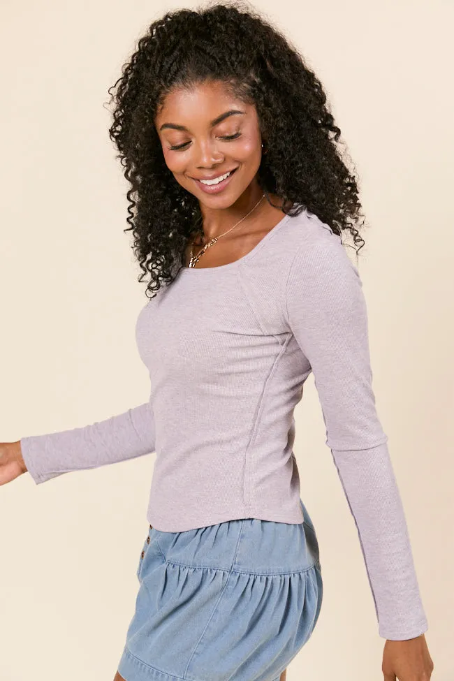 Suanna Long Sleeve Lavender Ribbed Knit Tee FINAL SALE sold by Pink Lily product image thumbnail 3