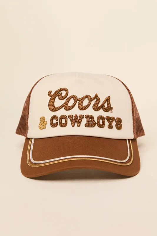 Coors & Cowboys Trucker Hat sold by Pink Lily