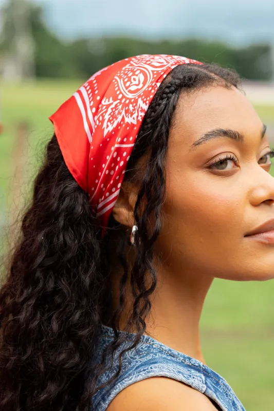 Rhea Red Bandana sold by Pink Lily