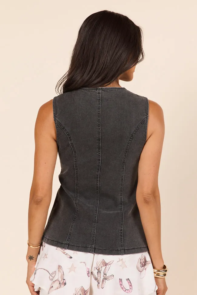 Western Ties Black Bow Denim Vest sold by Pink Lily product image thumbnail 5