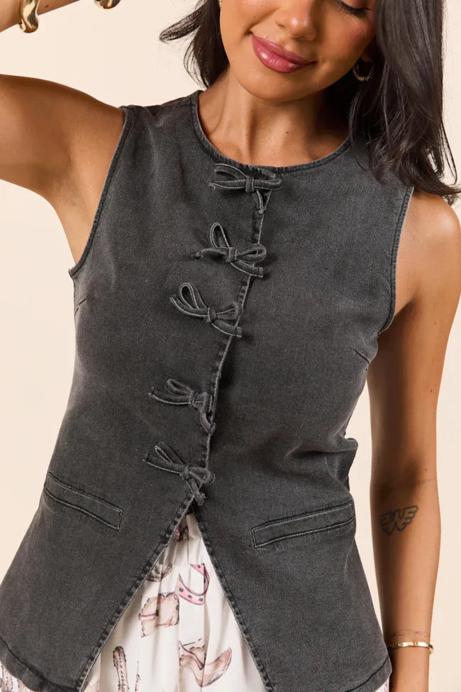 Western Ties Black Bow Denim Vest sold by Pink Lily product image thumbnail 4