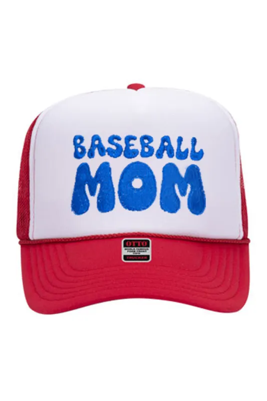 Baseball Mom Red White Trucker Hat sold by Pink Lily