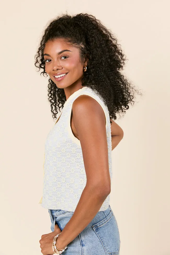 Briar Sleeveless Blue Floral Button Up Knit Vest sold by Pink Lily product image thumbnail 3