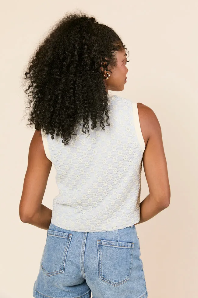 Briar Sleeveless Blue Floral Button Up Knit Vest sold by Pink Lily product image thumbnail 4